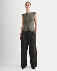 Sleeveless Button-Up In Butterluxe | Taupe