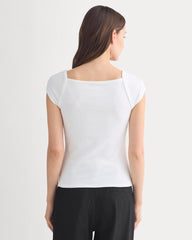 Retrosoft Cotton Square-Neck Tee | Bone