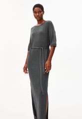Leinen-Mix Maxi-Strickkleid | Space Steel