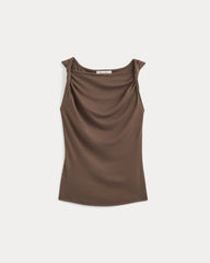 Cowl Neck Twist Tank In Butterluxe | Deep Taupe