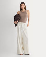 Racerback Tank In Pointelle | Heathered Chocolate Chip