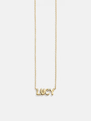 14K Gold Custom Nameplate Necklace - Bubble