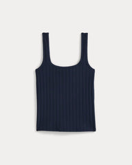 Scoop-Neck Tank In Pointelle | Deep Navy