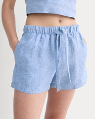 The Drawstring Boxer Short In Linen | Chambray