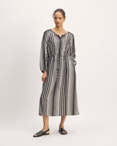 The Tencel™ Gathered Maxi Dress | Black / Bone
