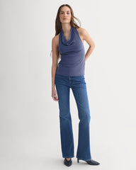 Halter Cowlneck Top In Butterknit | Washed Navy