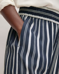 The Satin Pull-On Pant | Navy / Bone