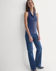 Halter Cowlneck Top In Butterknit | Washed Navy
