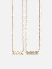 14K Gold Custom Nameplate Necklace - Mini Block