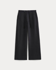 Wide-Leg Drawstring Pant In Linen | Black