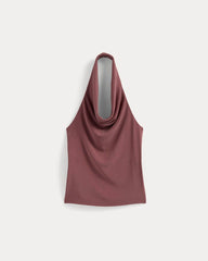 Halter Cowlneck Top In Butterknit | Washed Henna