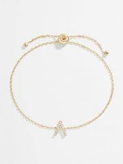 14K Gold & Diamond Initial Bracelet - Gold/Pavé
