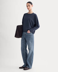Oversized Boxy Crew In Essential Cotton | Deep Navy