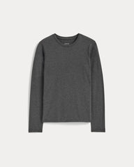 The Slim Long-Sleeve Crew In Essential Cotton | Heathered Soot
