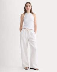The Drawstring Pant In Linen | Natural Chambray