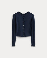 Cardigan In Pointelle | Deep Navy