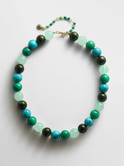 Mini Jane Beaded Necklace - Blue Multi Bead