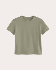 The Box-Cut Tee In Essential Cotton | Sage Green | No Pocket