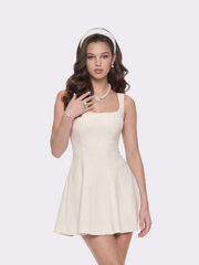 Eliza Cut Out Champagne Mini Dress -White