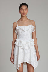 Broderie Anglaise Cotton Ruffle Mini Dress
