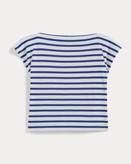 The Oversized Muscle Tee | Bone / Mazarine Blue
