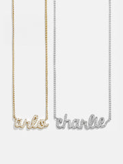 14K Gold Custom Nameplate Necklace - Script