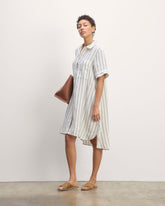 The Daytripper Dress In Linen | Bone/Navy