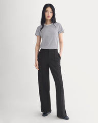 The Slim Crew In Essential Cotton | Bone / Pirate Black Stripe