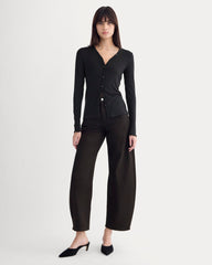 Sheer V-Neck Cardigan In Butterluxe | Black