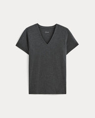 The Slim V-Neck Tee In Essential Cotton | Heathered Soot