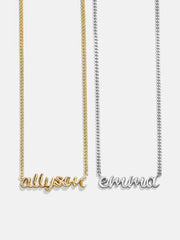 14K Gold Custom Nameplate Necklace - 3D Script