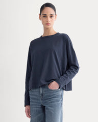Oversized Boxy Crew In Essential Cotton | Deep Navy