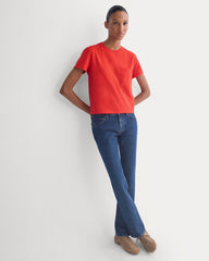 The Box-Cut Tee In Essential Cotton | Fiery Red | Pocket