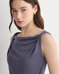 Cowl Neck Twist Tank In Butterluxe | Graystone