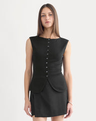 Sleeveless Button-Up In Butterluxe | Black