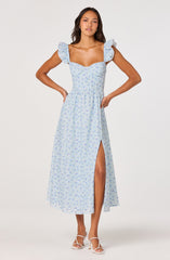 Wedelia Ruffle Strap Eyelet Corset Midi Dress