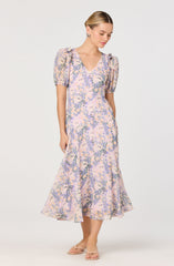Jessenia Floral Puff Sleeve Midi Dress