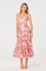 Lianna Floral Scalloped Trim Tiered Maxi Dress
