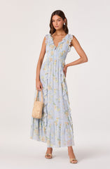 Kindra Ruffle Deep-V Maxi Dress