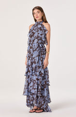 Lae High-Neck Ruffle Maxi Dress