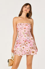 Julisa Embroidered Floral Strapless Mini Dress