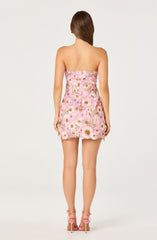 Julisa Embroidered Floral Strapless Mini Dress