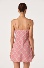 Kirsten Plaid Lace Trim Mini Dress