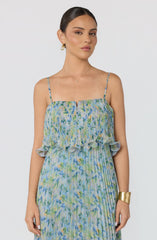 Makennah Plissé Floral Maxi Dress