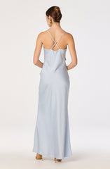 Adelina Satin Ruffle Maxi Dress