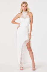 Cristell Lace Halter Criss-Cross Maxi Dress