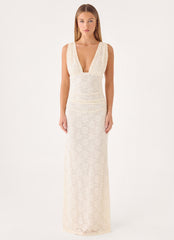 Aarin Lace Maxi Dress - Cream