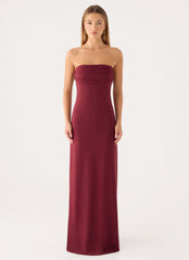 Almost Yours Strapless Maxi Dress - Burgundy