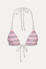 Ari Reversible Satin Bikini Top - Pink Stripe