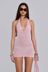 Infinity Halter Mini Dress in Pink